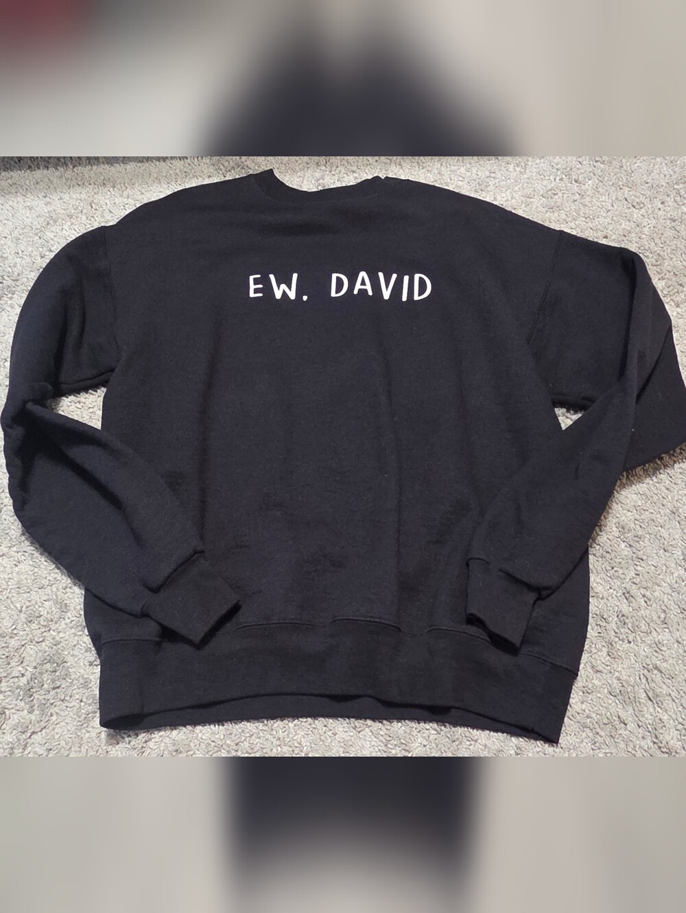 Hanes Soft Crewneck Sweater w/ "EW, DAVID" Unisex Medium Schitt's Creek